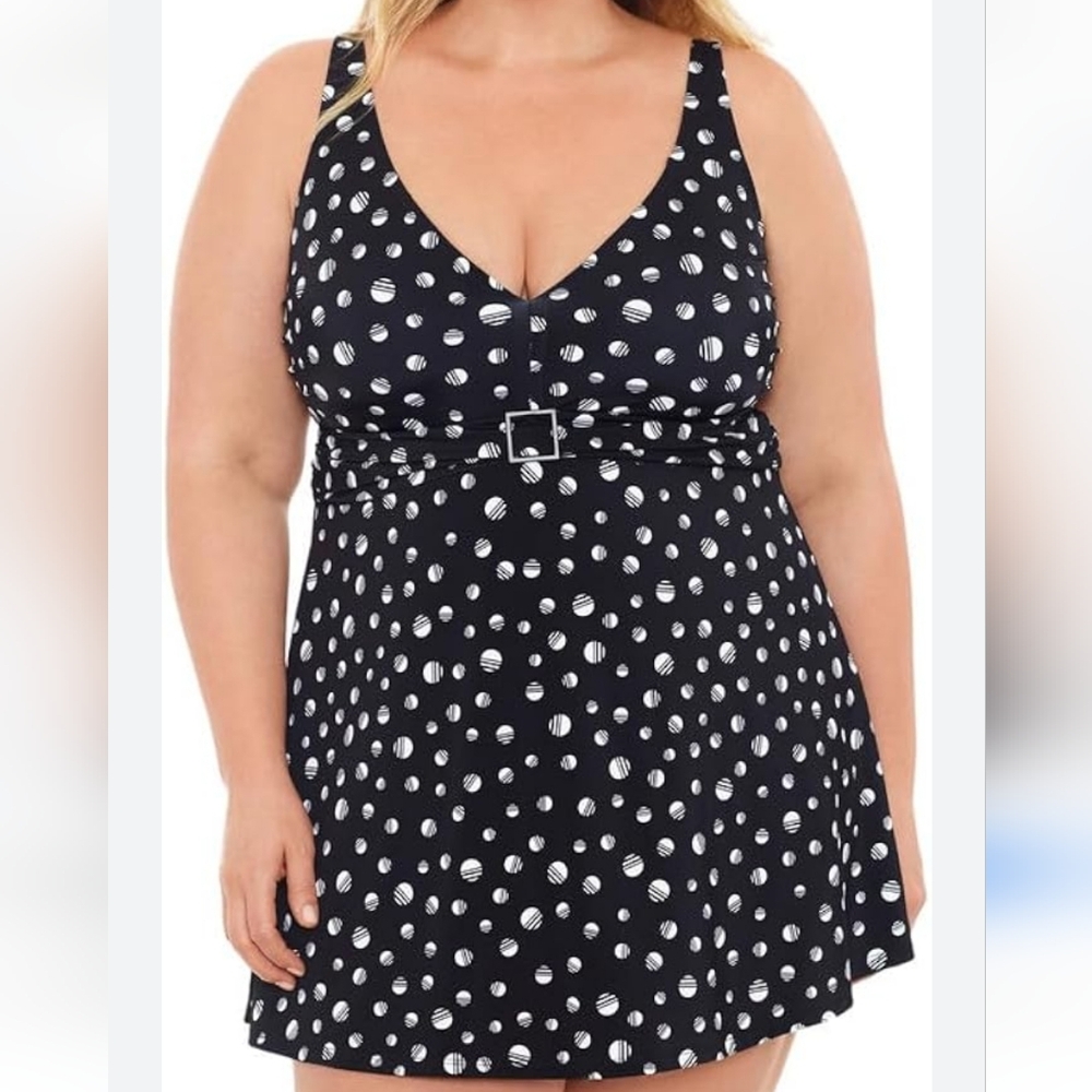 Swim Solutions Banded Empire-Waist Tummy-Control Swimsuit